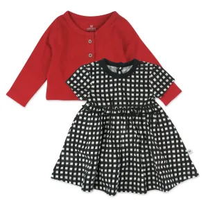 2-Piece Organic Cotton Holiday Cardigan and Dress