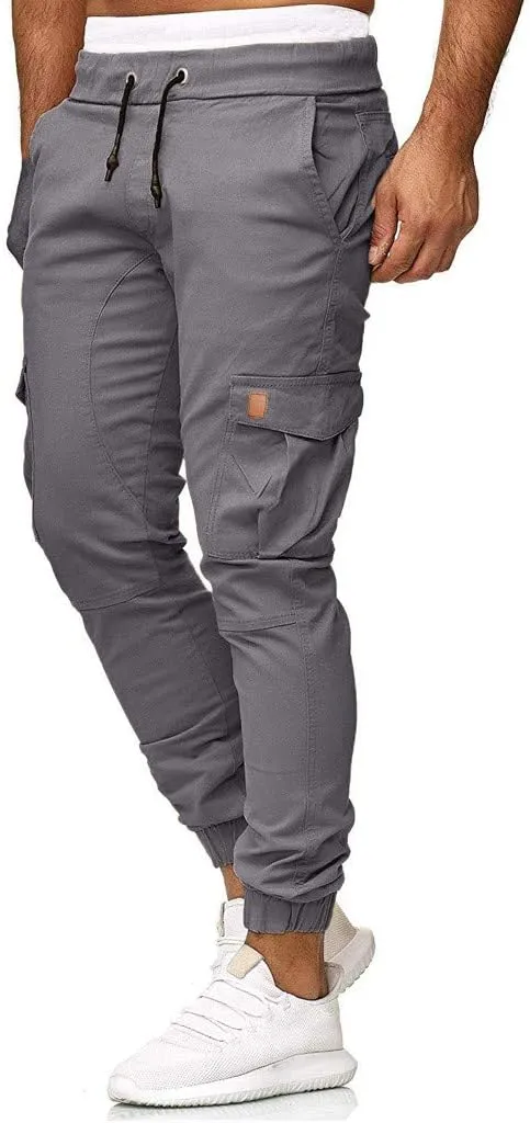 2024 Mens Fashion Joggers Pants Slim Cargo Hiking Pants Drawstring Sports Long Sweatpants Workout Sport Track Trousers