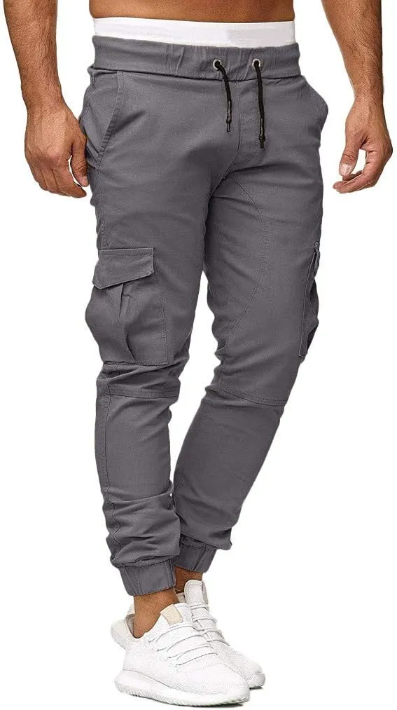 2024 Mens Fashion Joggers Pants Slim Cargo Hiking Pants Drawstring Sports Long Sweatpants Workout Sport Track Trousers
