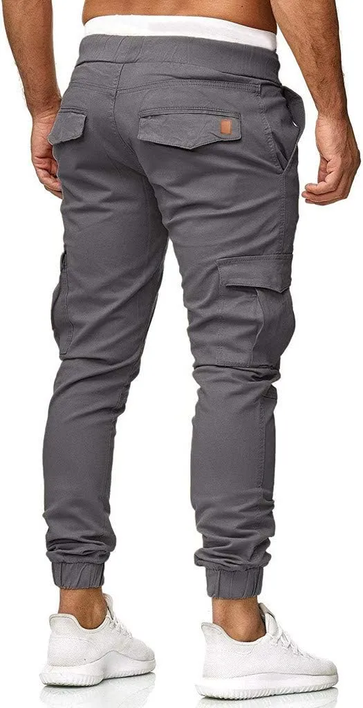 2024 Mens Fashion Joggers Pants Slim Cargo Hiking Pants Drawstring Sports Long Sweatpants Workout Sport Track Trousers