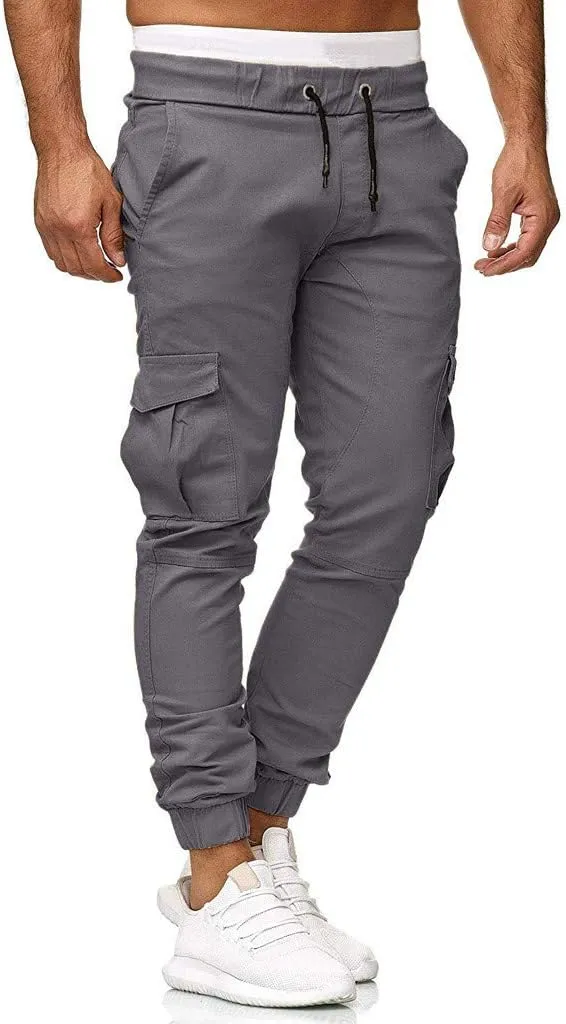 2024 Mens Fashion Joggers Pants Slim Cargo Hiking Pants Drawstring Sports Long Sweatpants Workout Sport Track Trousers