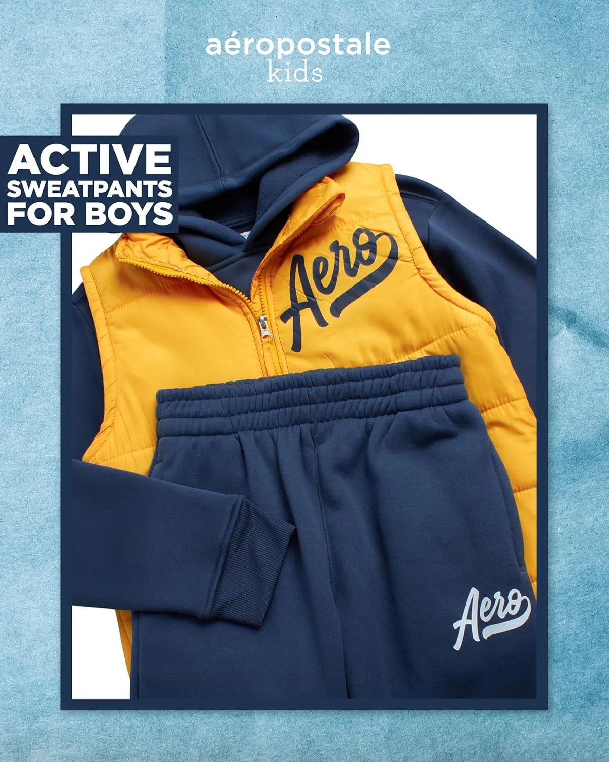 AEROPOSTALE Boys' Sweatsuit Set - 3 Piece Zip Up Hoodie, Puffer Vest and Jogger Sweatpants - Boys' Activewear Set (4-12)