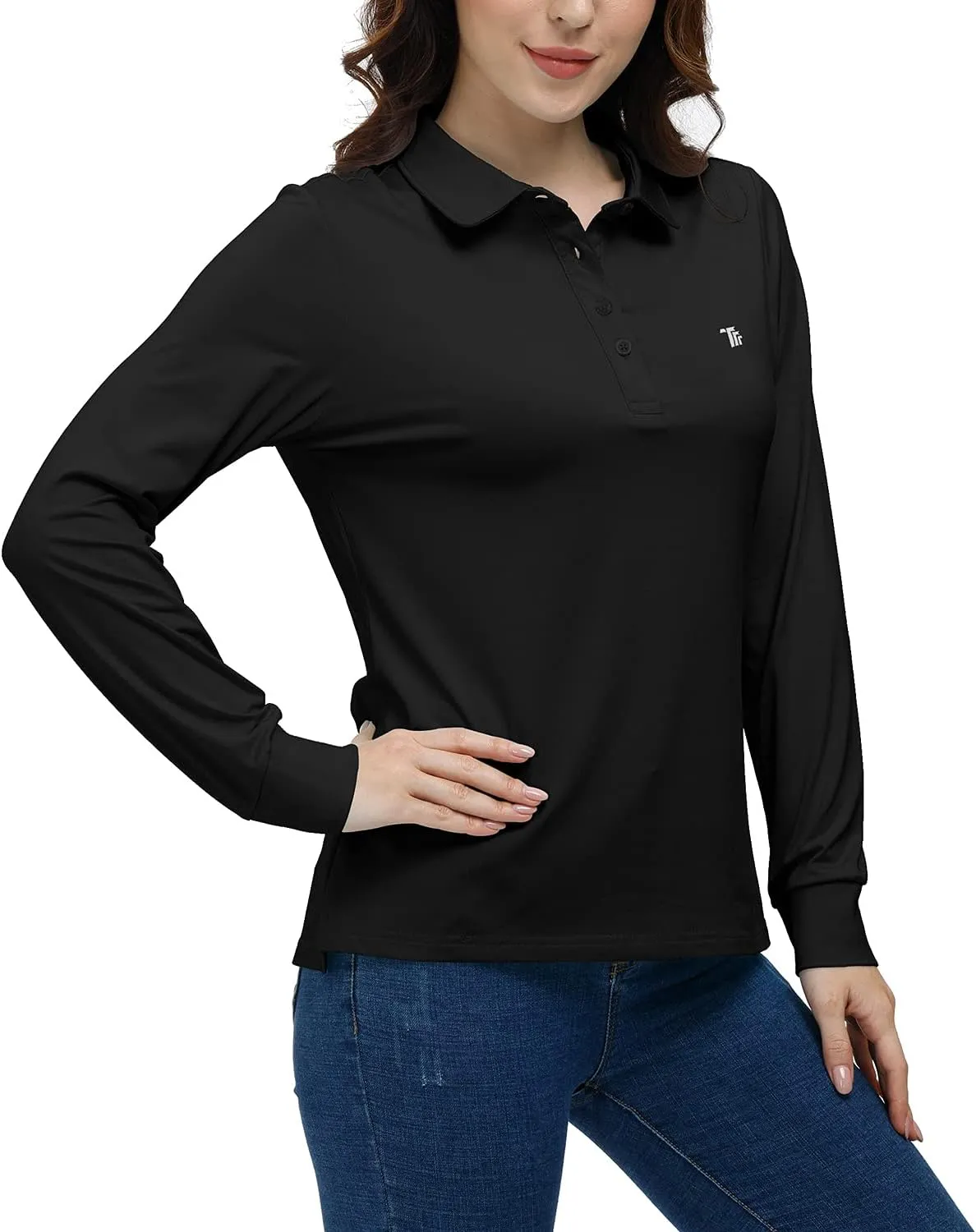 AIRIKE Golf Polo Shirts for Women Long Sleeve Colourful Quick-Dry Workwear & Activewear-Womens Athletic Apparel