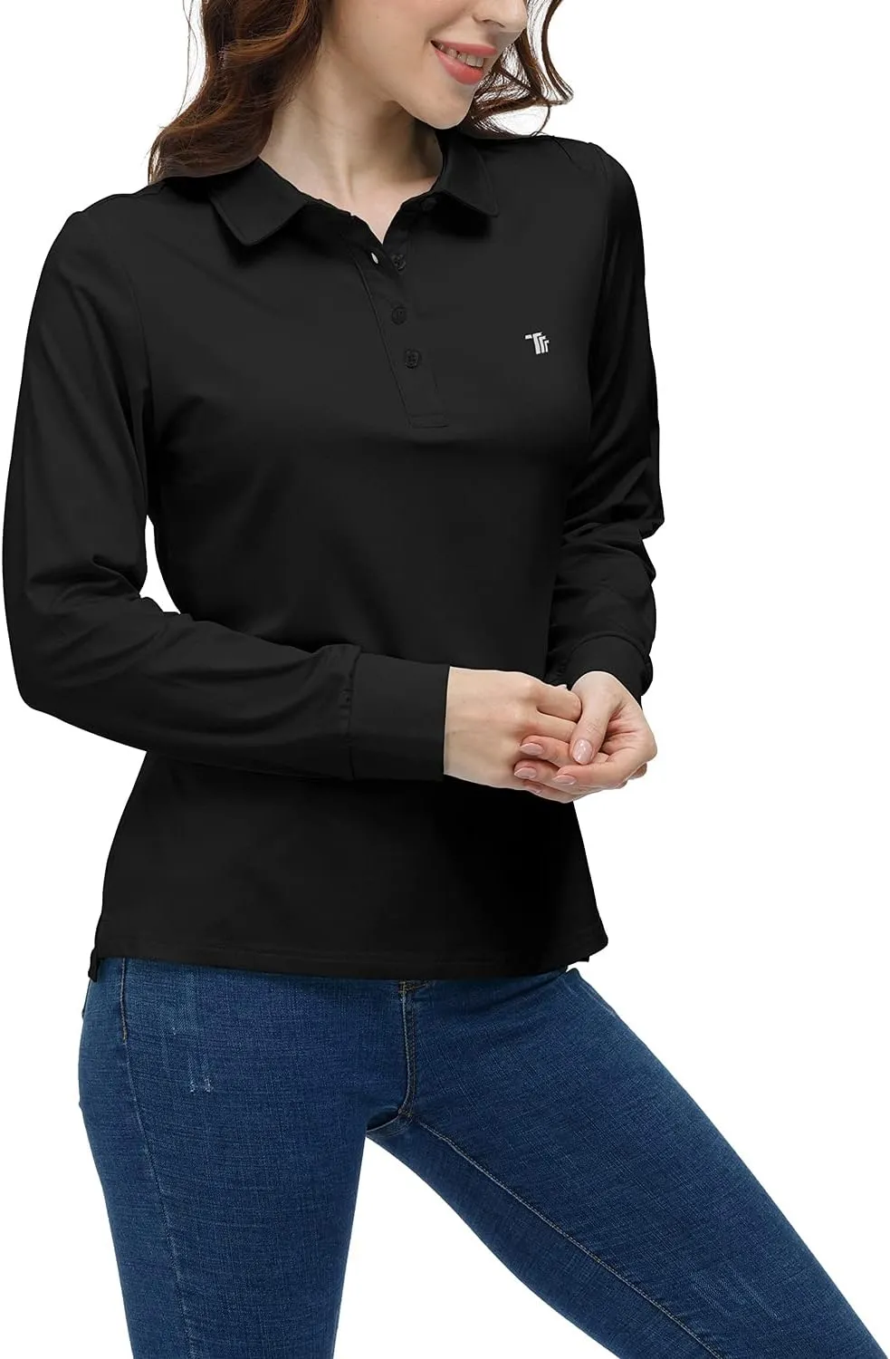 AIRIKE Golf Polo Shirts for Women Long Sleeve Colourful Quick-Dry Workwear & Activewear-Womens Athletic Apparel