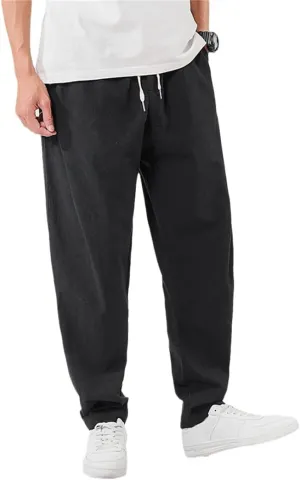 Alloaone Men's Spring Harem Pants Hip Hop Joggers Streetwear Wide Legs Pants Color Cotton Pants