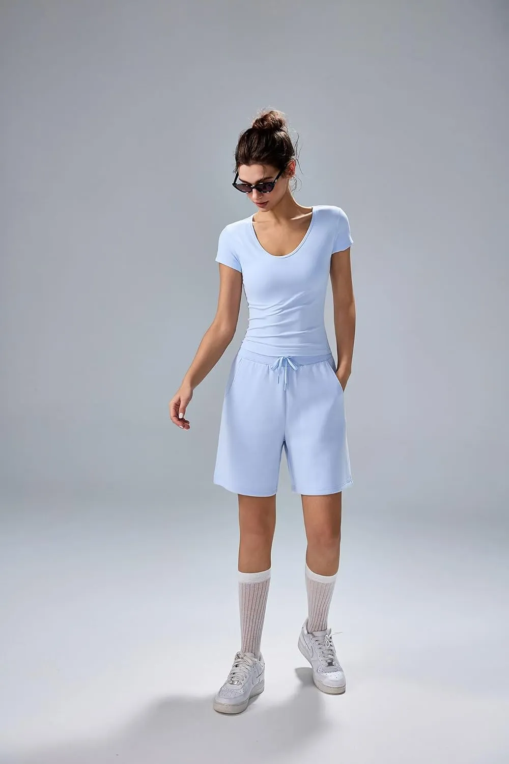 altiland Scoop Neck Workout T Shirt for Woman, Ultra-Soft Quick Dry Athletic Tee Yoga Running Cropped Short Sleeve Tops