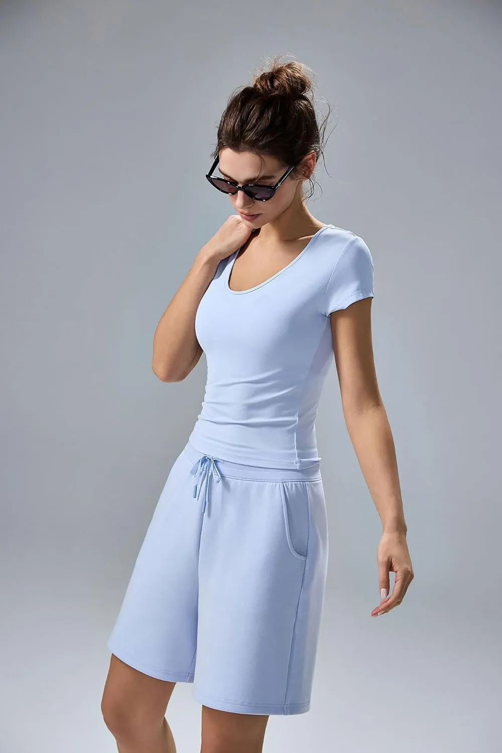 altiland Scoop Neck Workout T Shirt for Woman, Ultra-Soft Quick Dry Athletic Tee Yoga Running Cropped Short Sleeve Tops