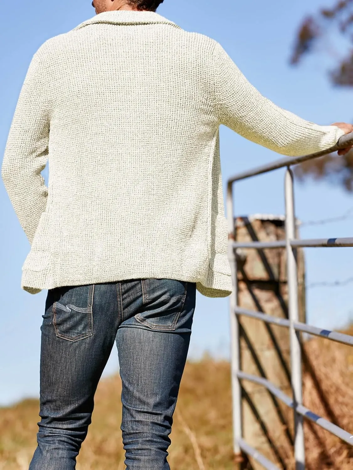 Aoysky Men's Shawl Collar Cardigan Sweater Button Down Knitwear with Pockets