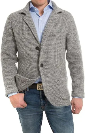 Aoysky Men's Shawl Collar Cardigan Sweater Button Down Knitwear with Pockets