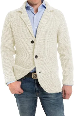 Aoysky Men's Shawl Collar Cardigan Sweater Button Down Knitwear with Pockets