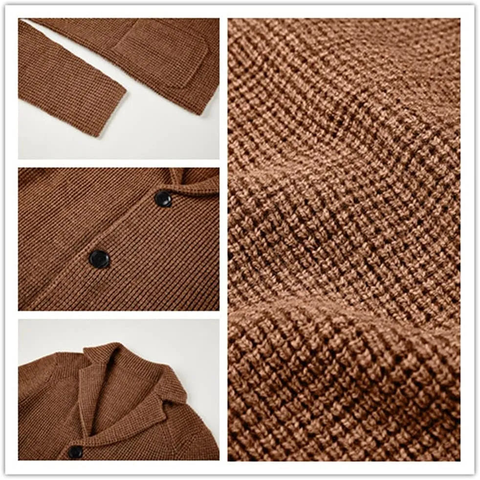 Aoysky Men's Shawl Collar Cardigan Sweater Button Down Knitwear with Pockets