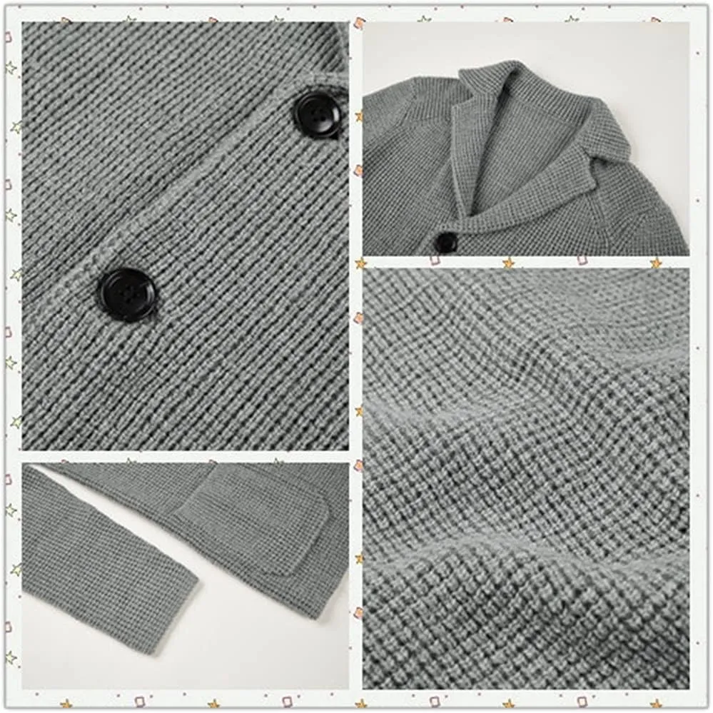Aoysky Men's Shawl Collar Cardigan Sweater Button Down Knitwear with Pockets