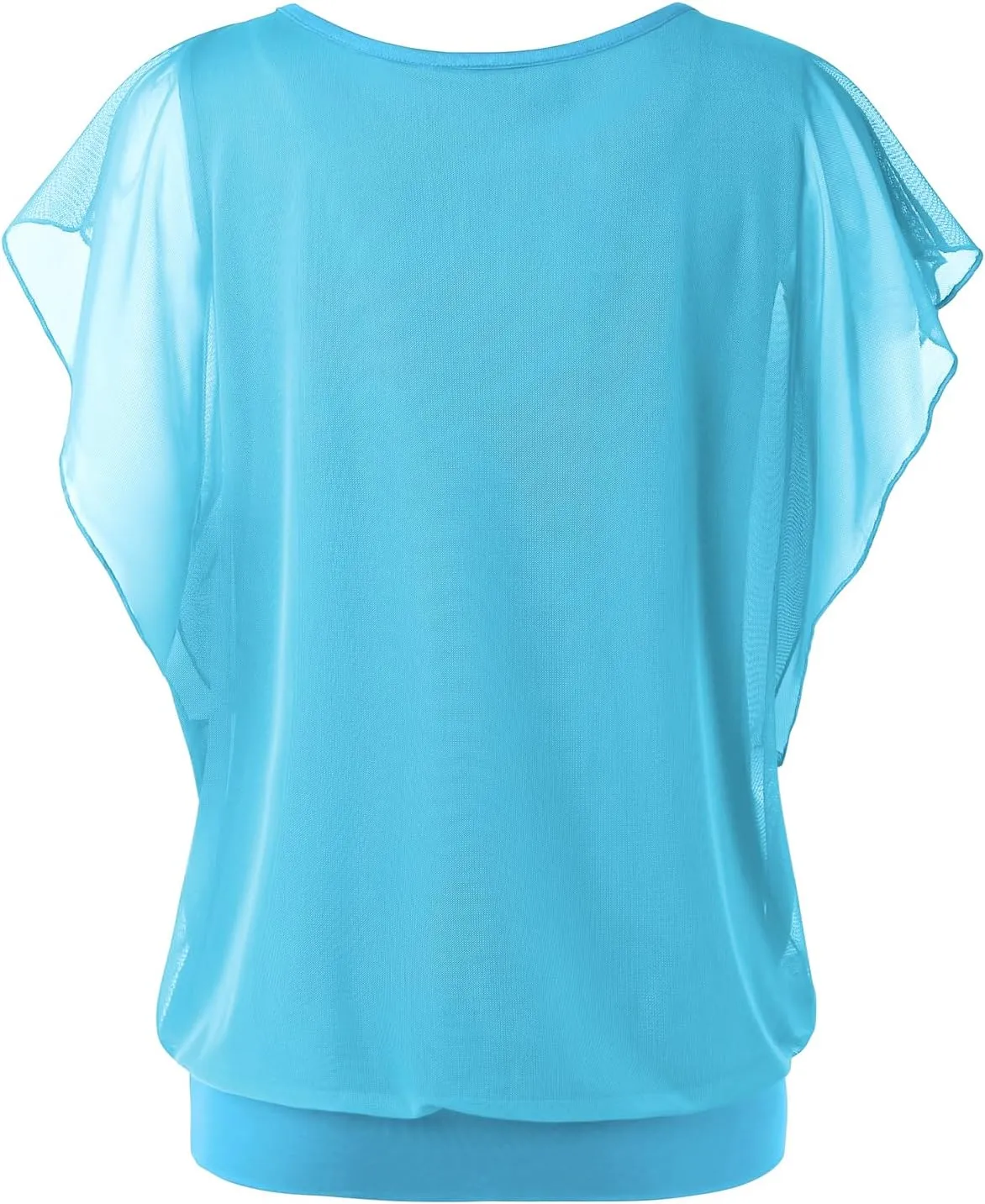 BAISHENGGT Womens Summer Tops Flutter Short Sleeve Pleated Front Mesh Shirts Dressy Casual Blouses