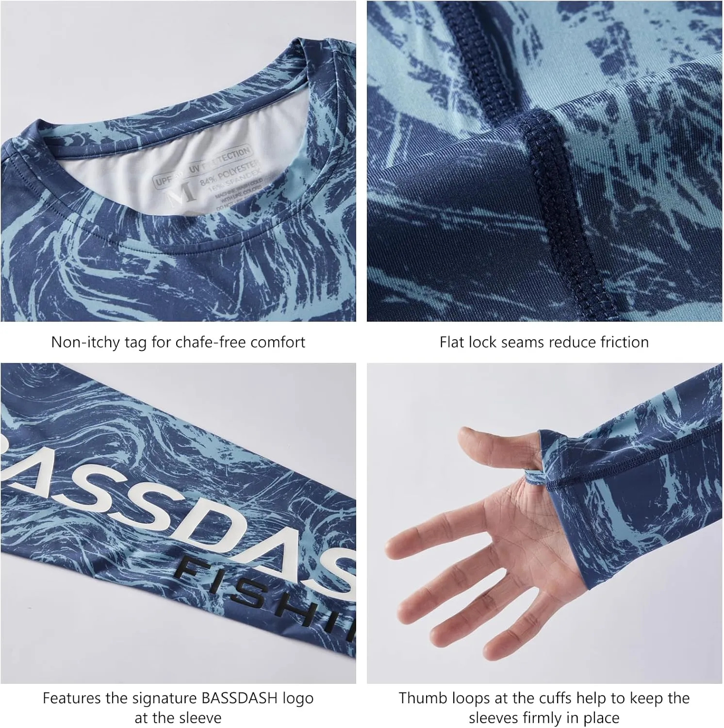 BASSDASH Mens UPF 50  Camo Long Sleeve Shirts Quick Dry Lightweight Performance Shirt for Outdoors Fishing Hiking