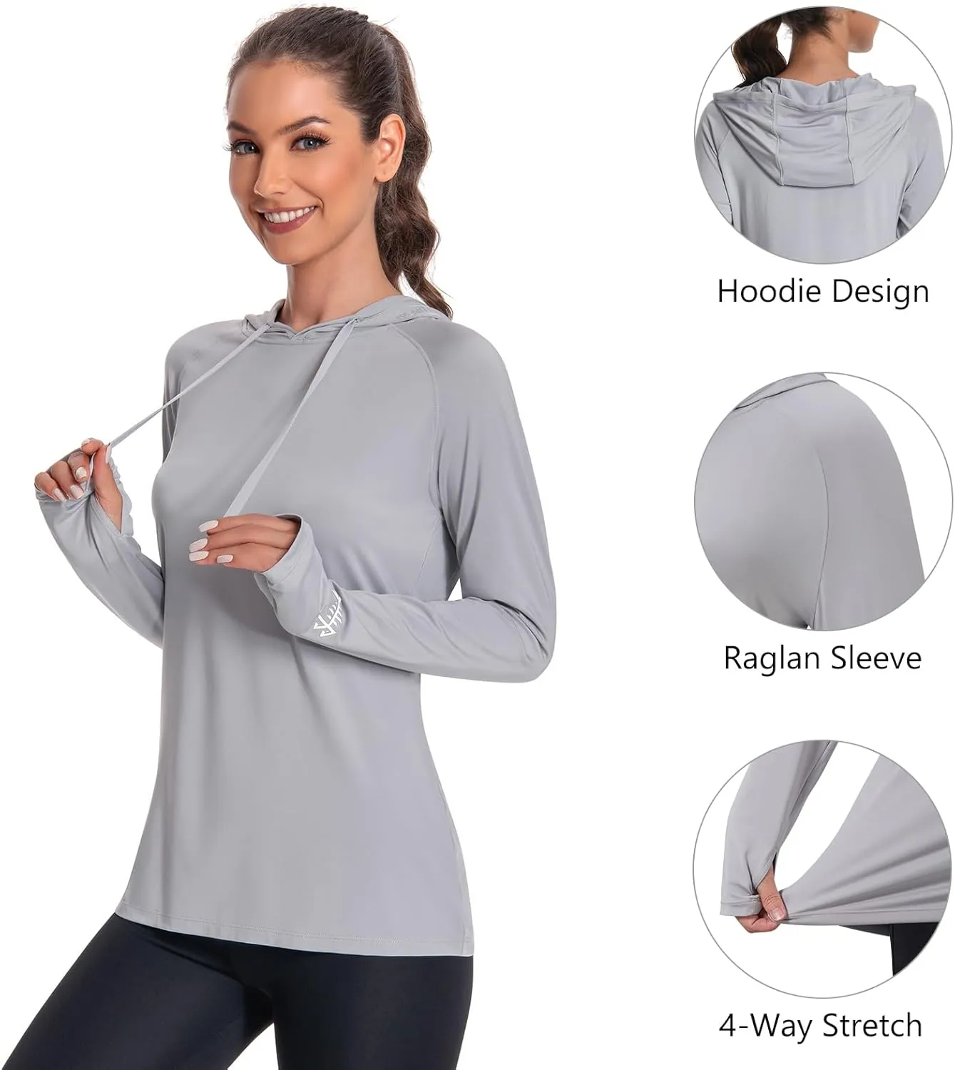 BASSDASH Womens UPF 50  Hiking Fishing Hoodie UV Shirt Long Sleeve Outdoor Activewear Breathable Lightweight Stretch
