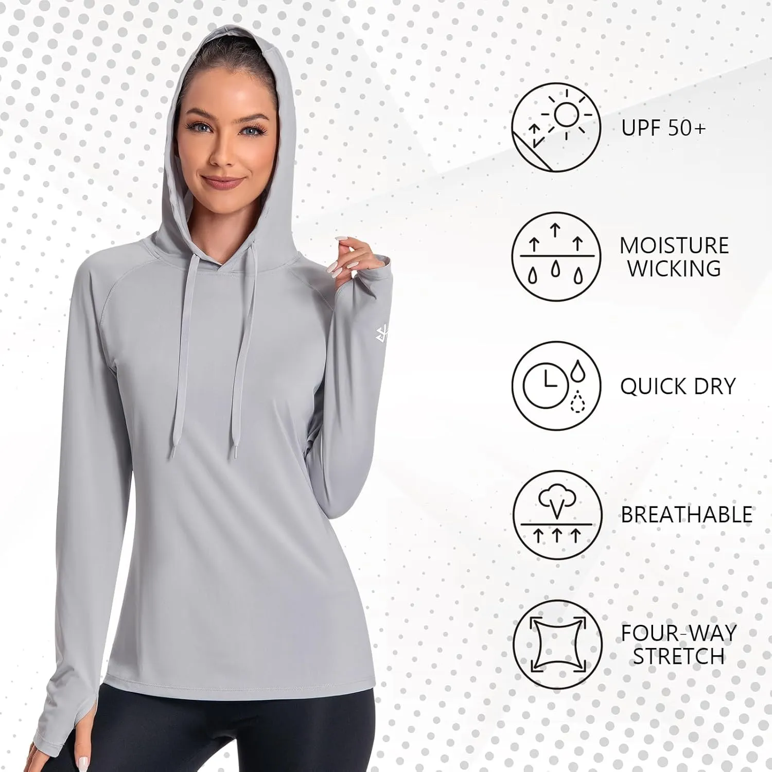 BASSDASH Womens UPF 50  Hiking Fishing Hoodie UV Shirt Long Sleeve Outdoor Activewear Breathable Lightweight Stretch