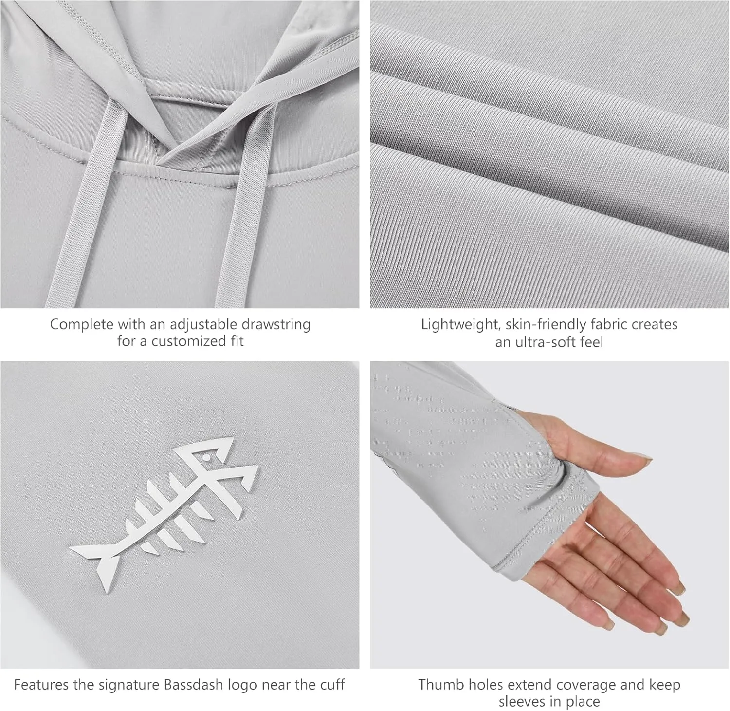 BASSDASH Womens UPF 50  Hiking Fishing Hoodie UV Shirt Long Sleeve Outdoor Activewear Breathable Lightweight Stretch