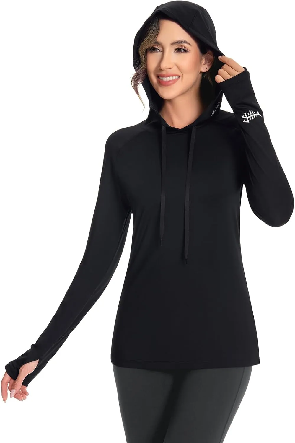 BASSDASH Womens UPF 50  Hiking Fishing Hoodie UV Shirt Long Sleeve Outdoor Activewear Breathable Lightweight Stretch