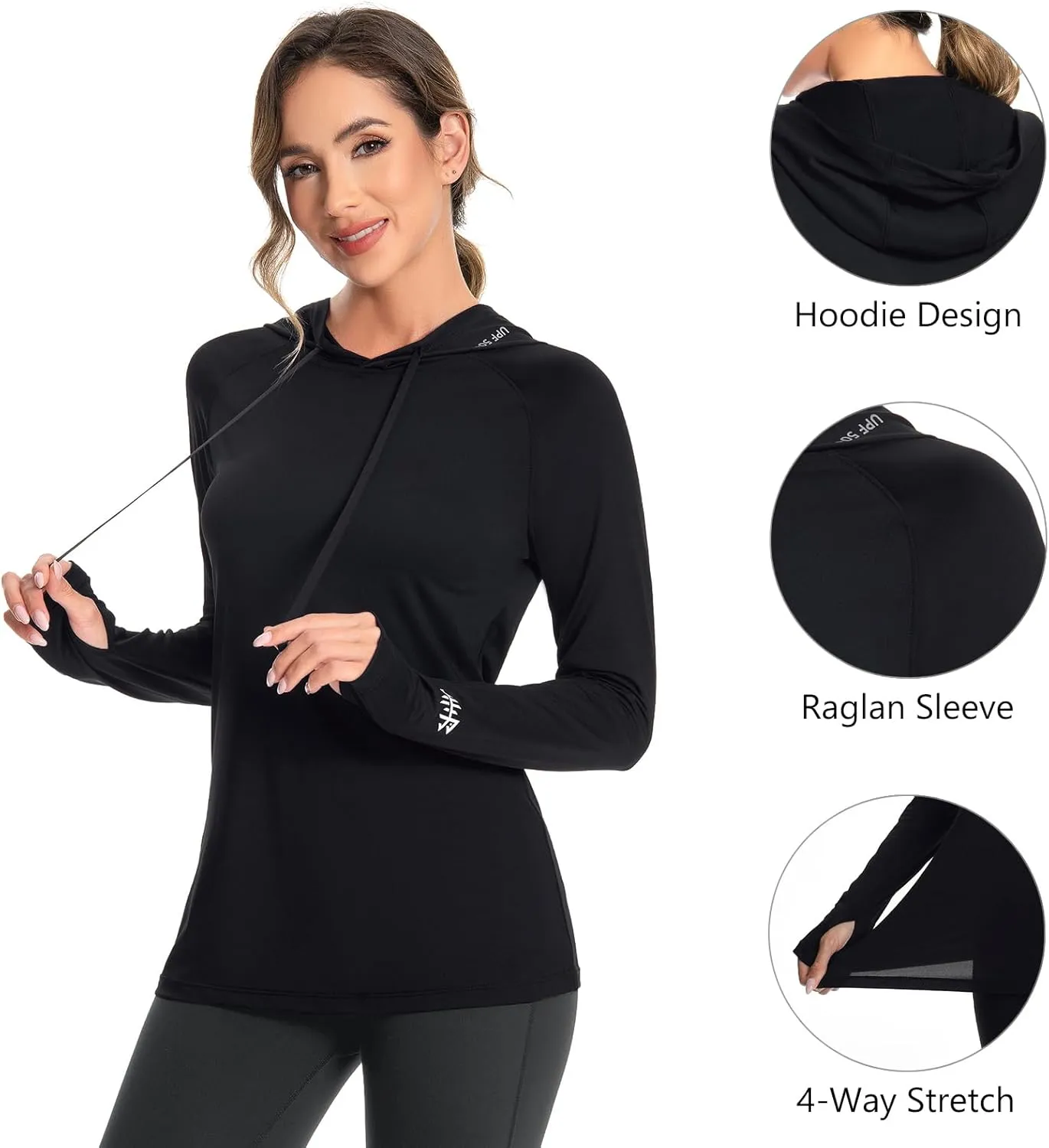 BASSDASH Womens UPF 50  Hiking Fishing Hoodie UV Shirt Long Sleeve Outdoor Activewear Breathable Lightweight Stretch