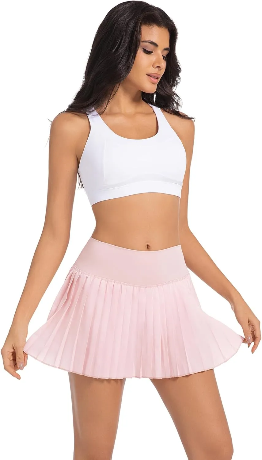 Betaven Pleated Tennis Skirt for Women with Shorts Pockets High Waisted Golf Skirts Flowy Athletic Skorts
