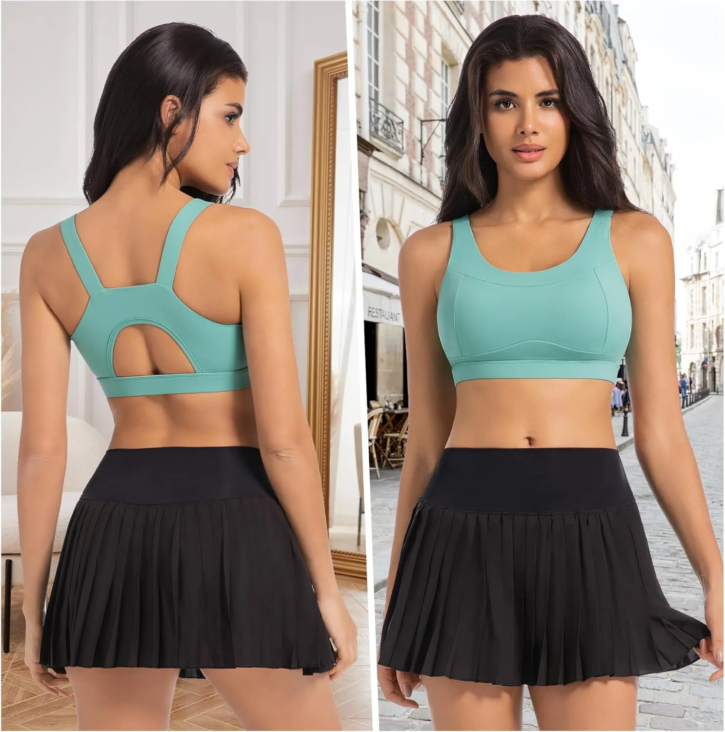 Betaven Pleated Tennis Skirt for Women with Shorts Pockets High Waisted Golf Skirts Flowy Athletic Skorts