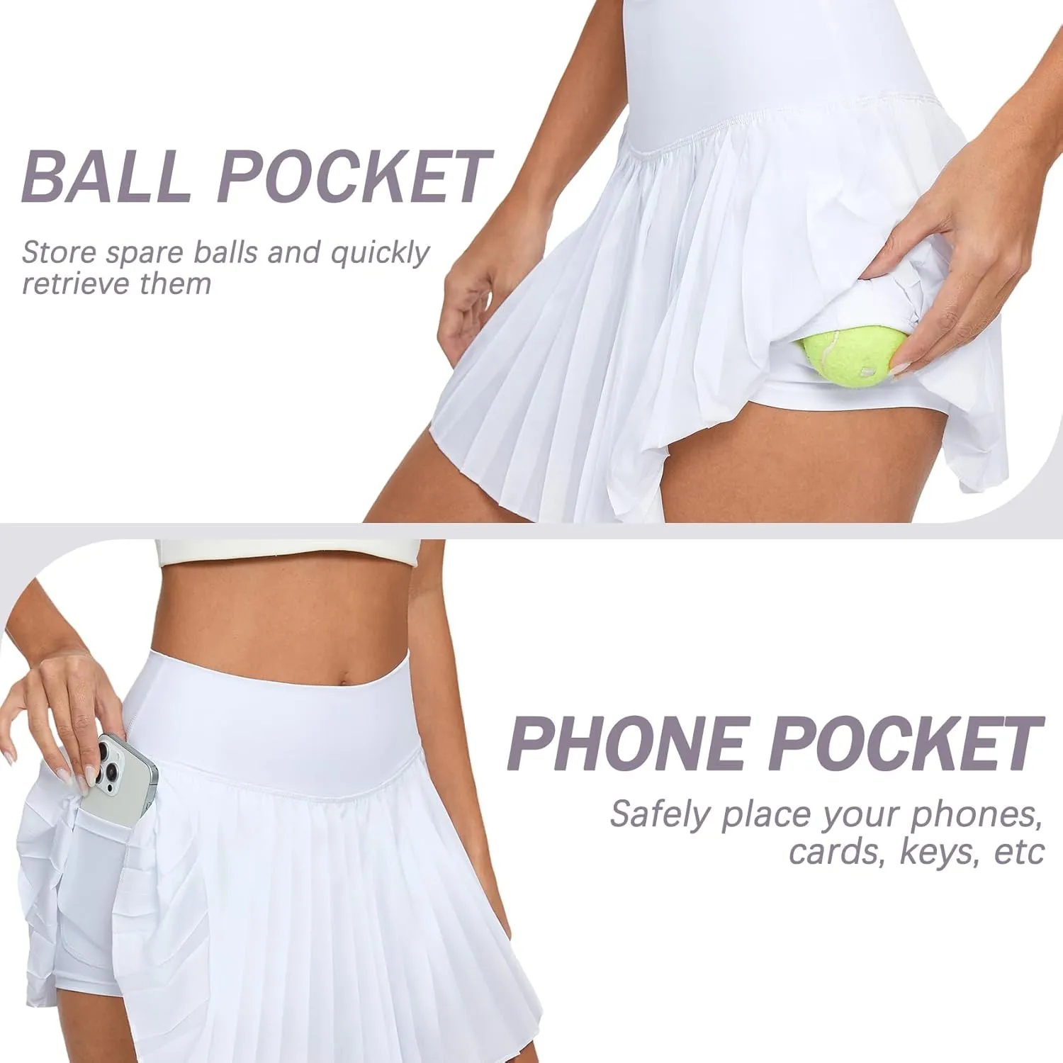 Betaven Pleated Tennis Skirt for Women with Shorts Pockets High Waisted Golf Skirts Flowy Athletic Skorts
