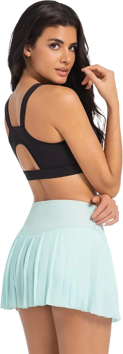 Betaven Pleated Tennis Skirt for Women with Shorts Pockets High Waisted Golf Skirts Flowy Athletic Skorts