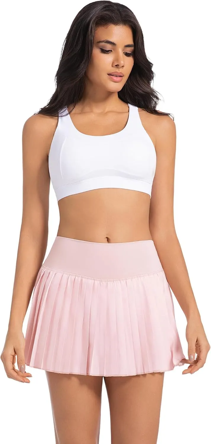 Betaven Pleated Tennis Skirt for Women with Shorts Pockets High Waisted Golf Skirts Flowy Athletic Skorts