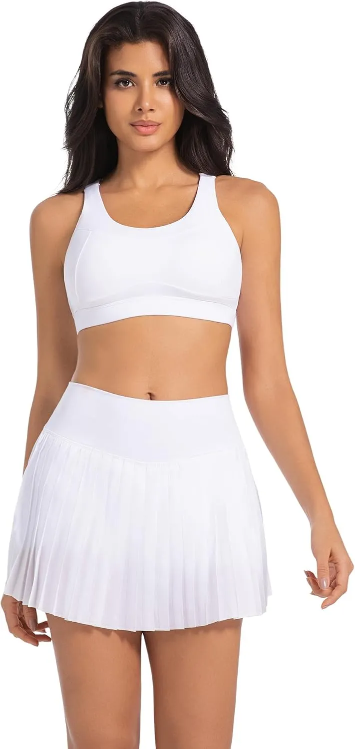 Betaven Pleated Tennis Skirt for Women with Shorts Pockets High Waisted Golf Skirts Flowy Athletic Skorts
