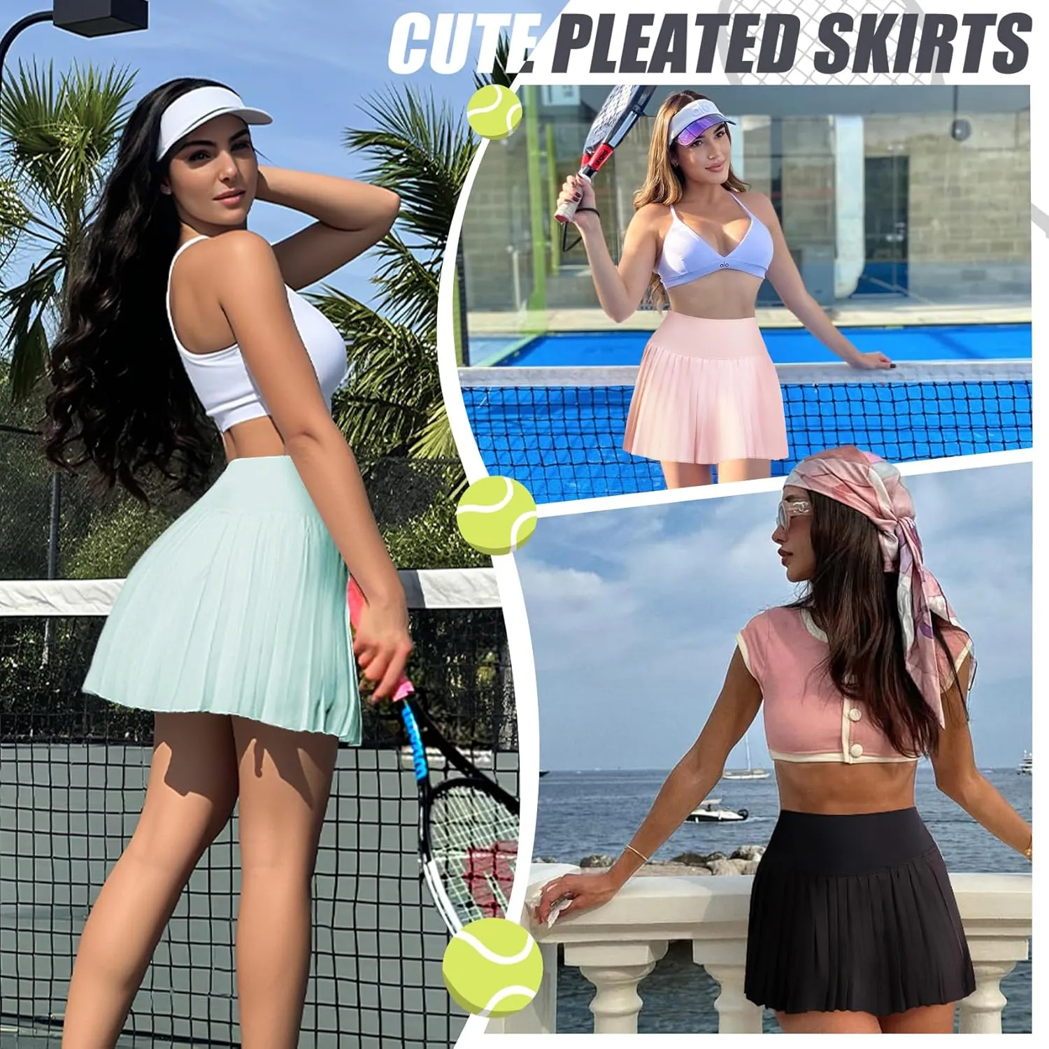 Betaven Pleated Tennis Skirt for Women with Shorts Pockets High Waisted Golf Skirts Flowy Athletic Skorts