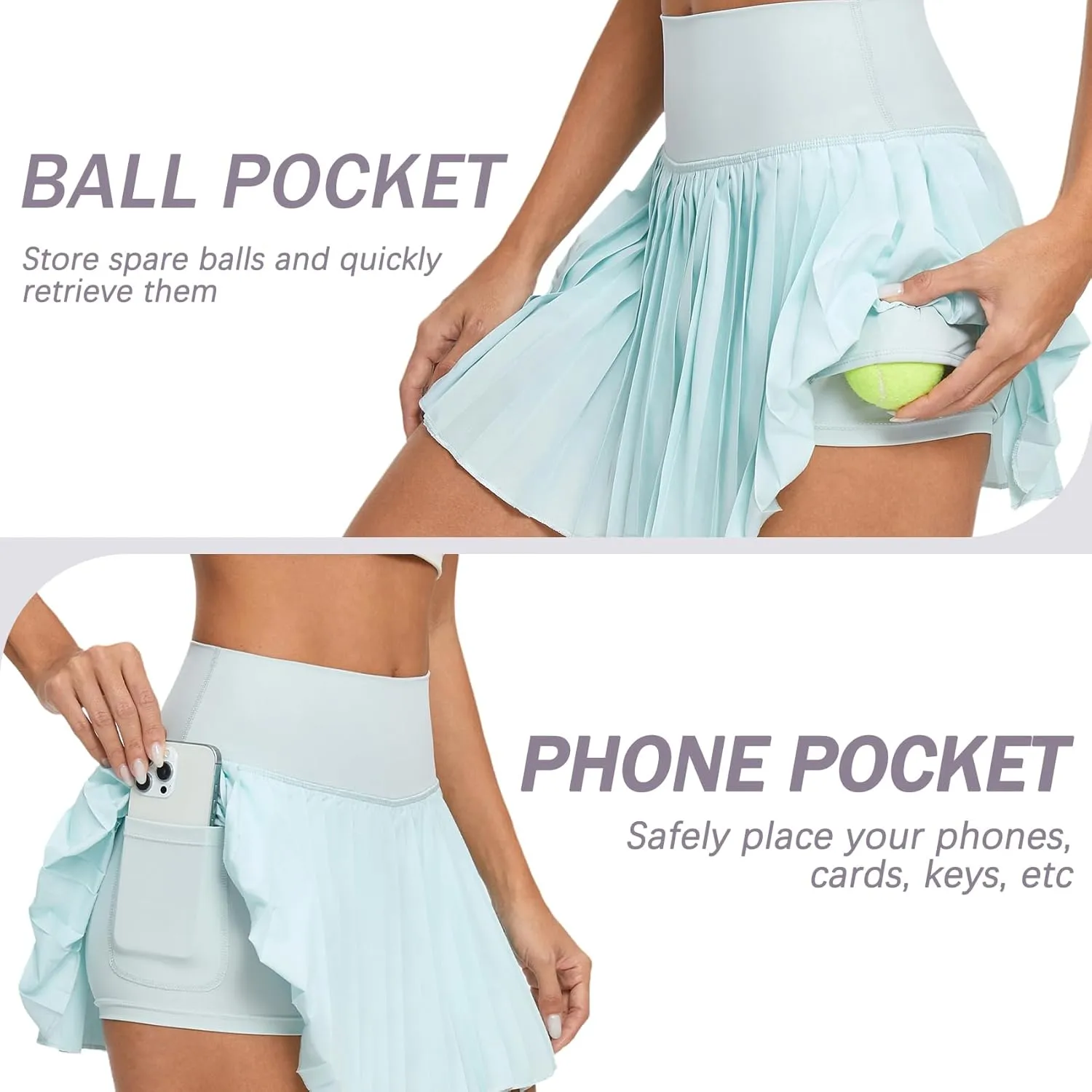 Betaven Pleated Tennis Skirt for Women with Shorts Pockets High Waisted Golf Skirts Flowy Athletic Skorts