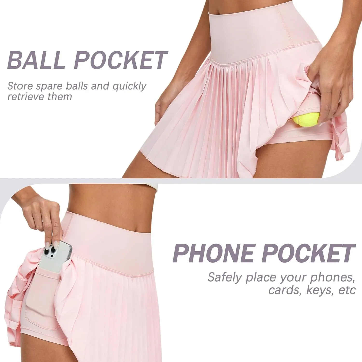 Betaven Pleated Tennis Skirt for Women with Shorts Pockets High Waisted Golf Skirts Flowy Athletic Skorts