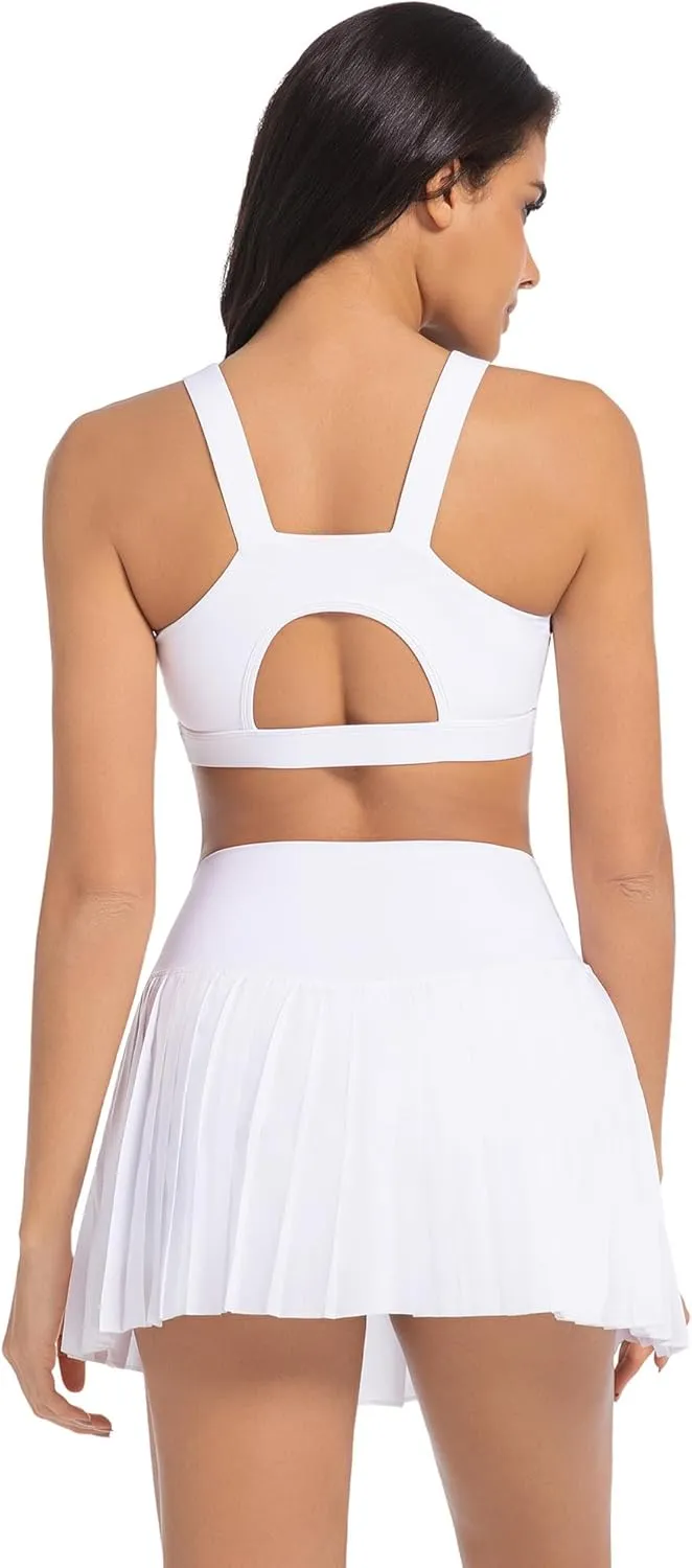 Betaven Pleated Tennis Skirt for Women with Shorts Pockets High Waisted Golf Skirts Flowy Athletic Skorts