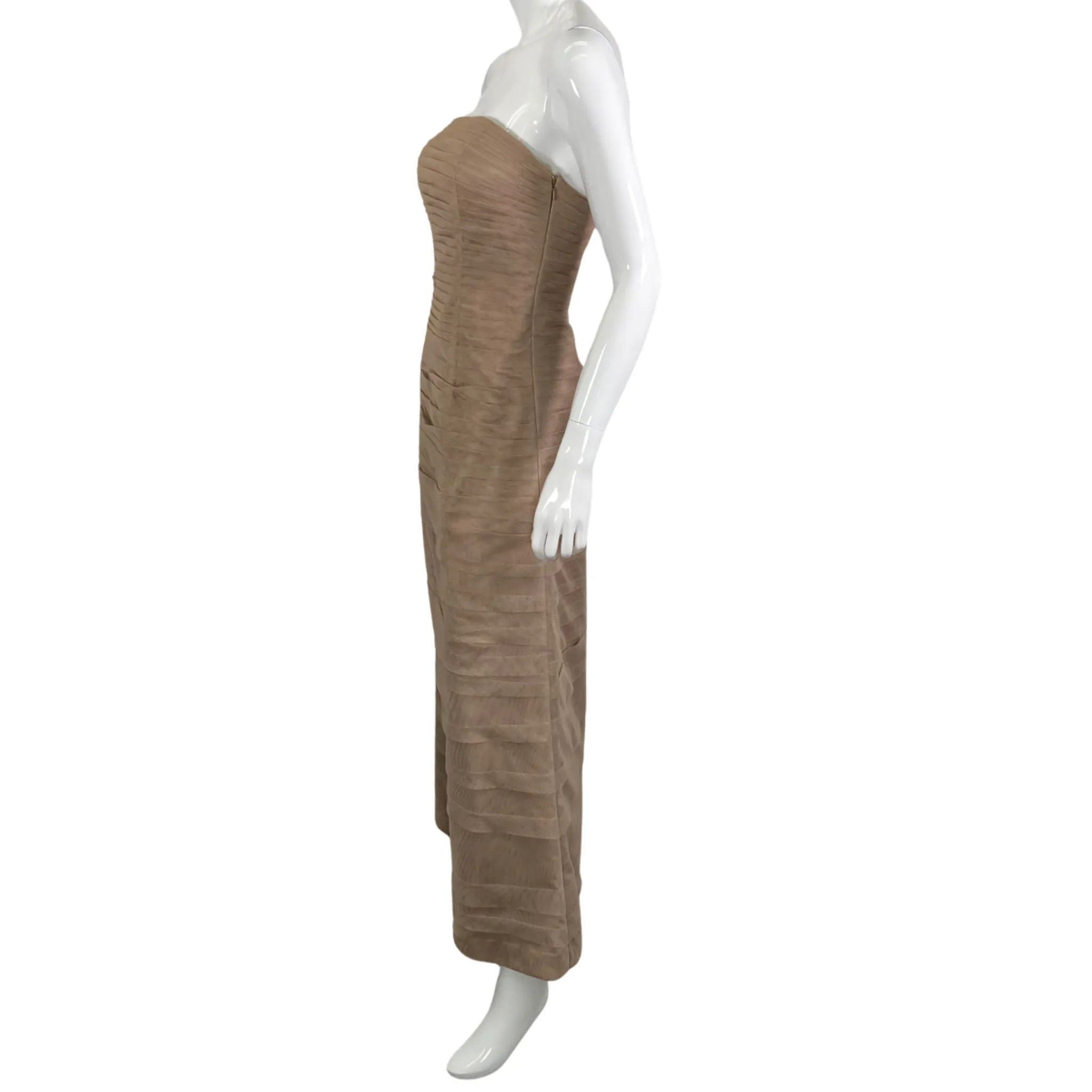 Bill Levkov Layered Strapless Beige Gown