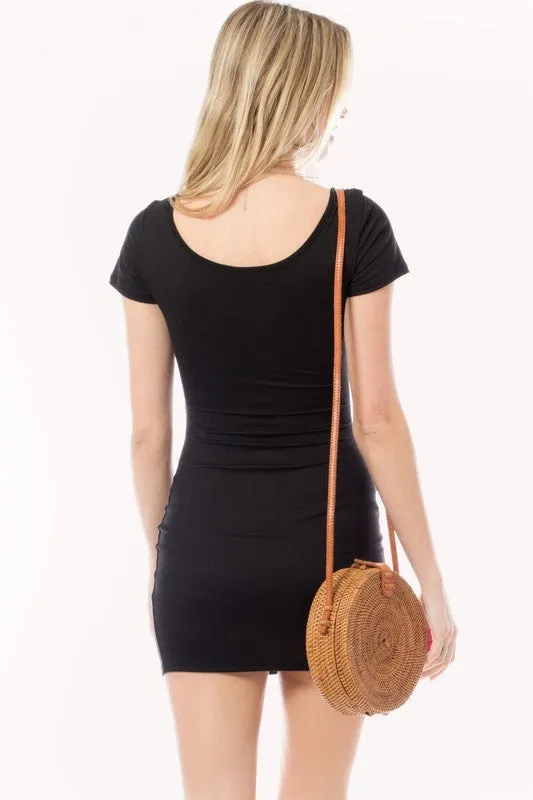 Black Short Sleeve Mini Dress