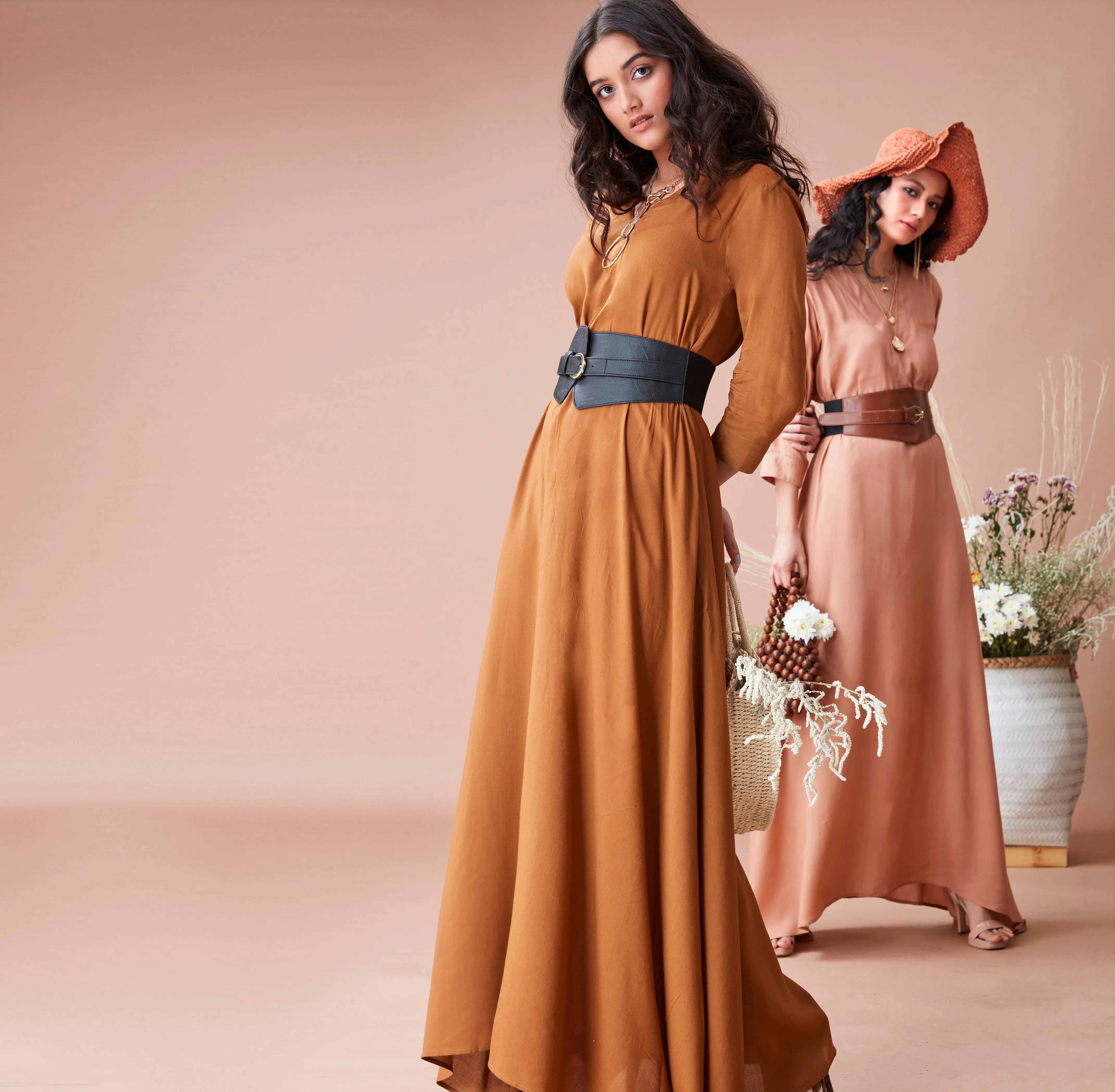 Brown Cotton Maxi Dress