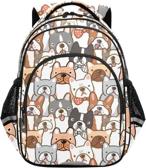 Bulldog Head Colorful Dog Toddler Backpack for Boys Girls 3-8 School Bag for Elementary Kids Backpack for Kindergarten Bookbags for Preschool for tag2 15.3in