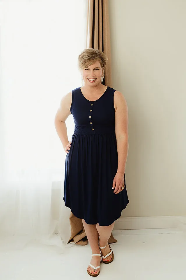 Casual Sleeveless Button Dress