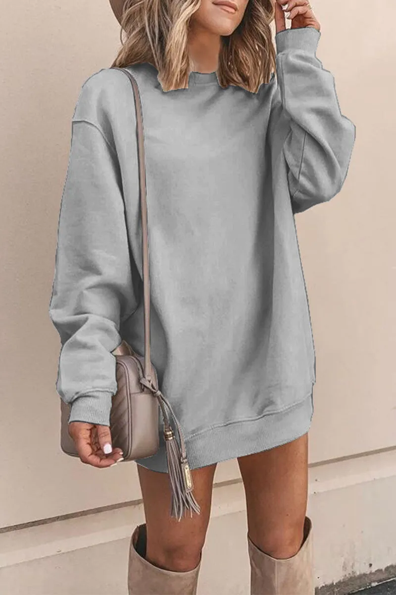 Casual Solid Color O Neck A Line Dresses(9 Colors)