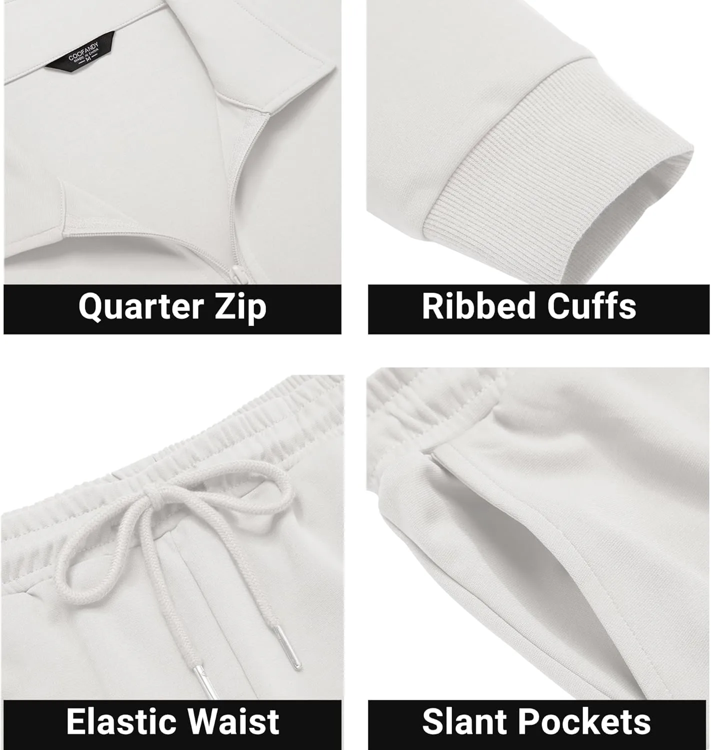 COOFANDY Men's Tracksuit 2 Piece Quarter Zip Polo Athletic Sweatsuits Casual Running Jogging Sport Suit Sets
