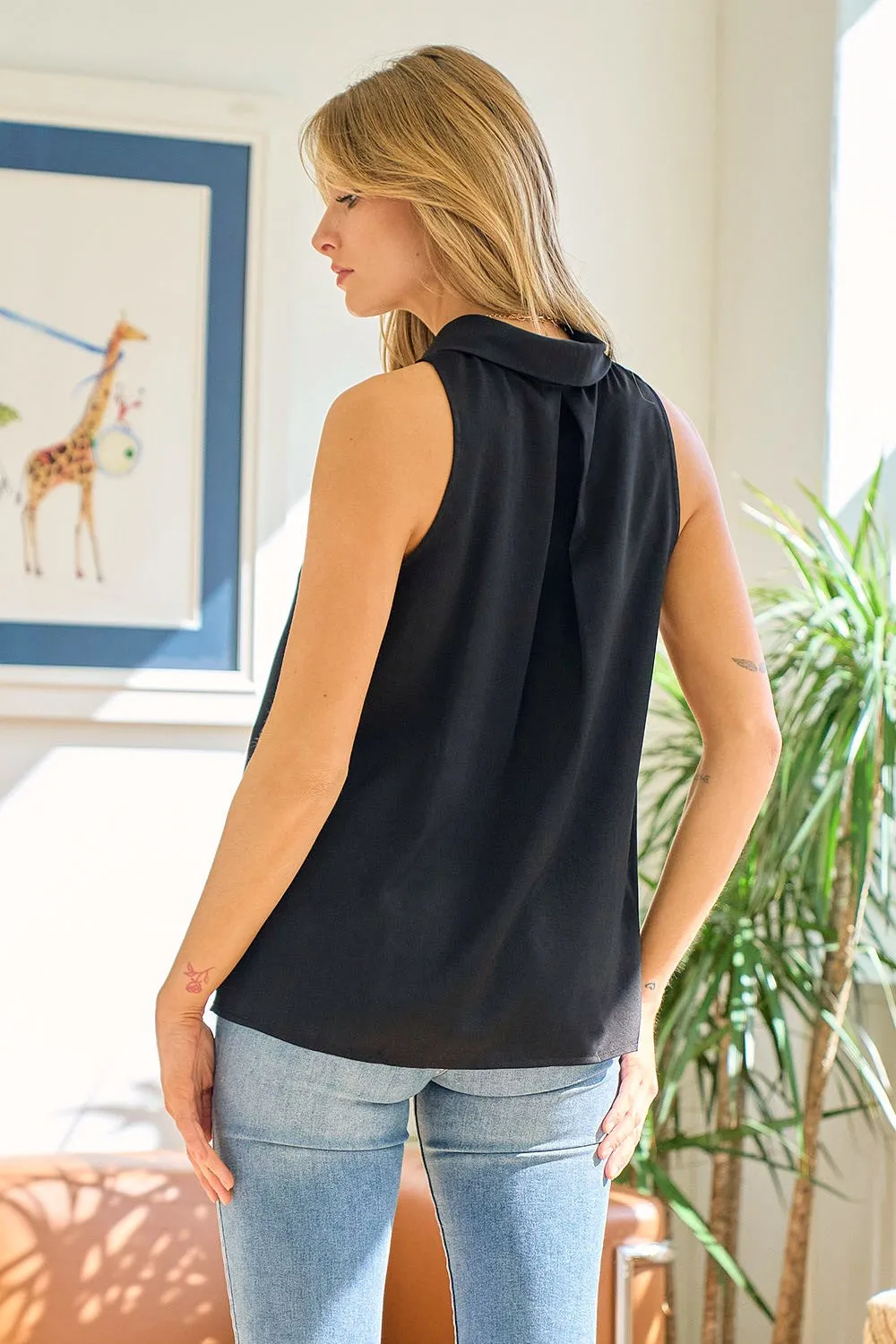 Cowl Neck Sleeveless Top