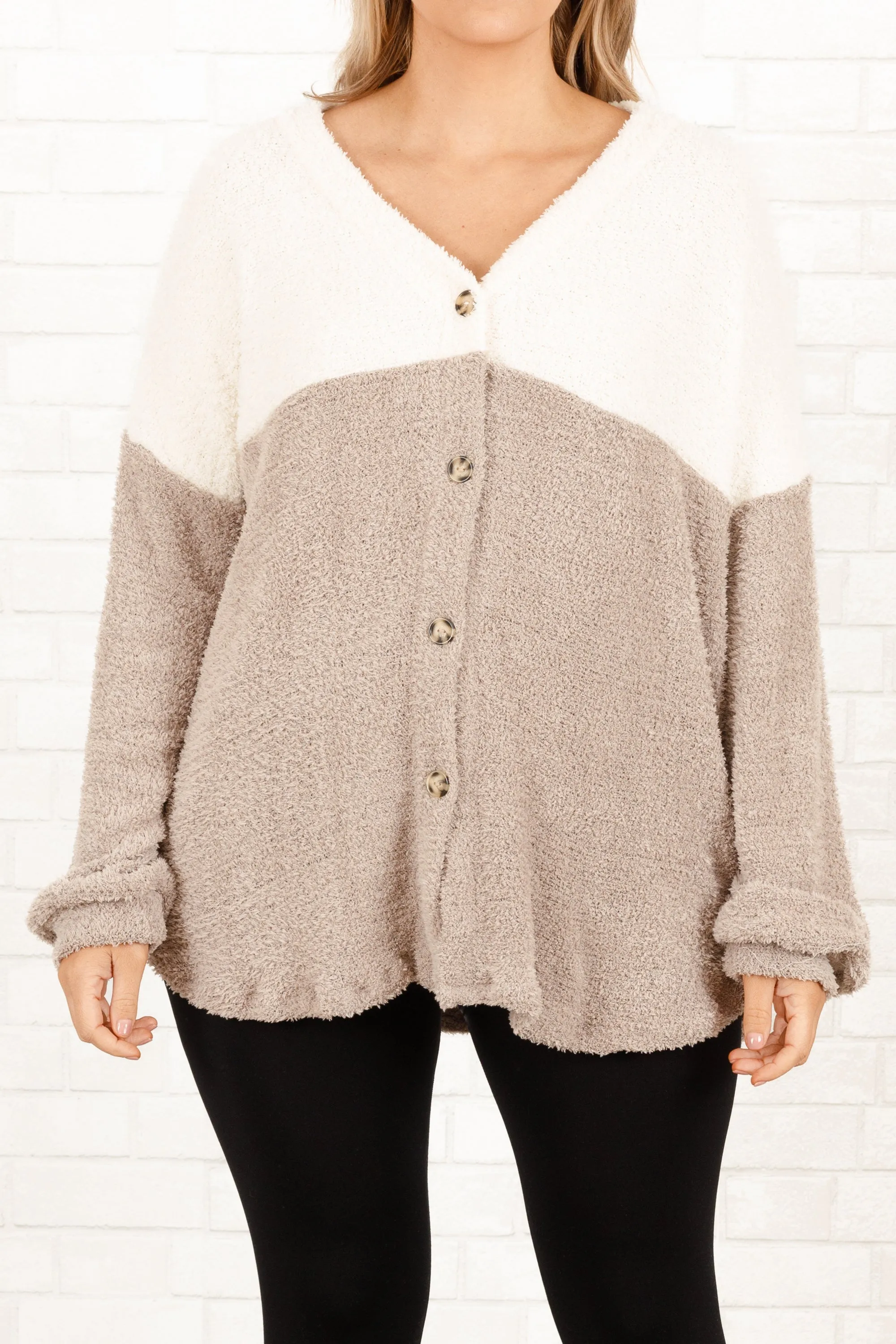 Cozy Adventures Cardigan, Ivory-Gray