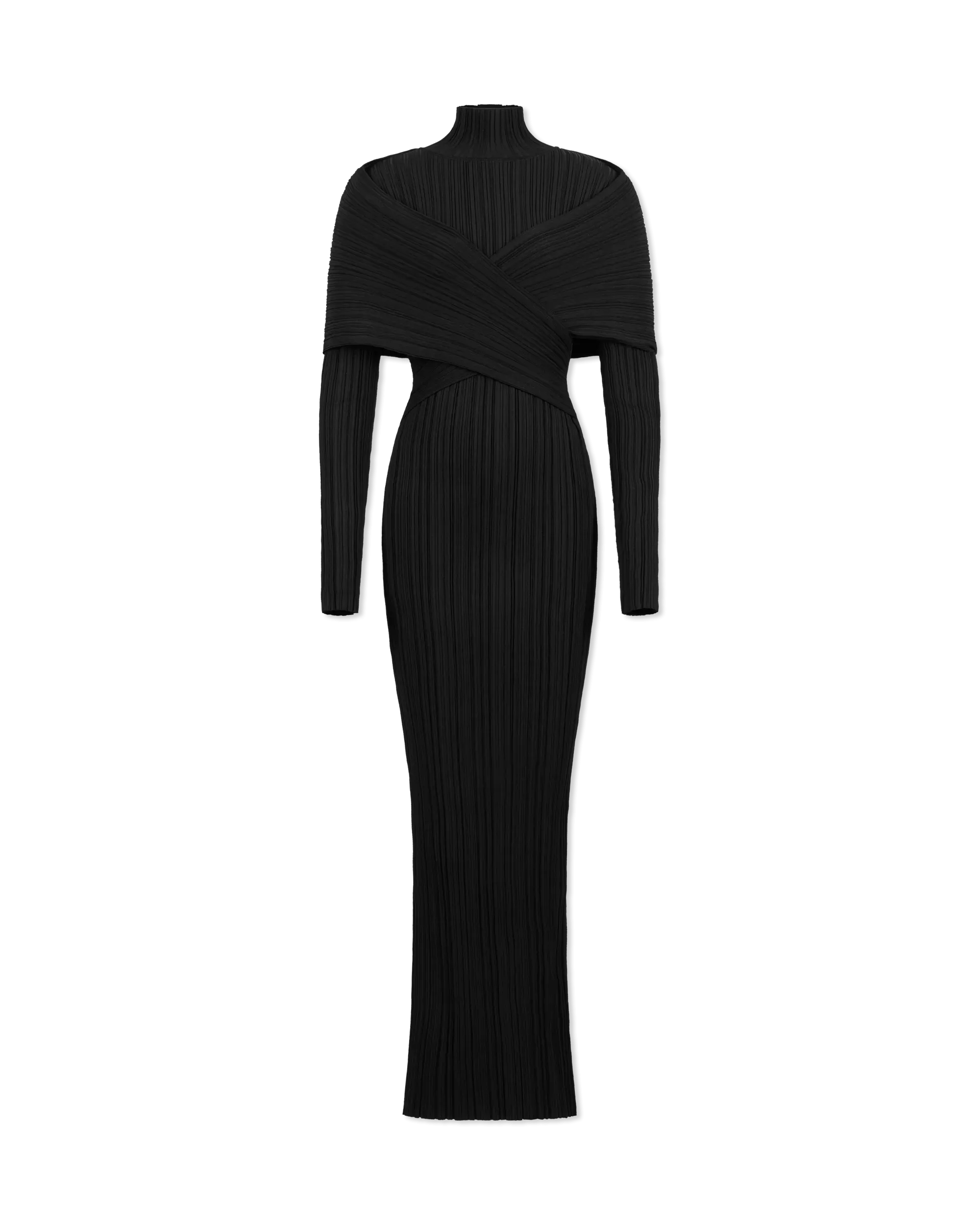 Criss Cross Pleated Knit Maxi Dress
