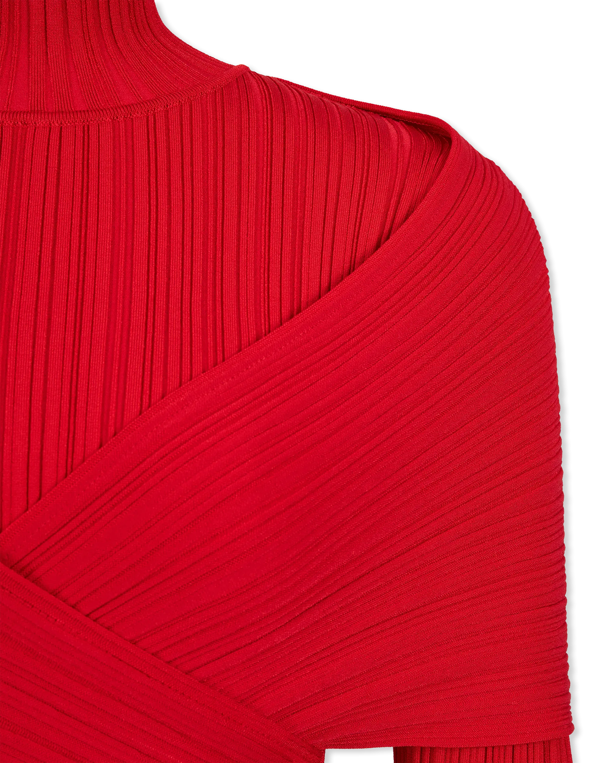 Criss Cross Pleated Knit Maxi Dress