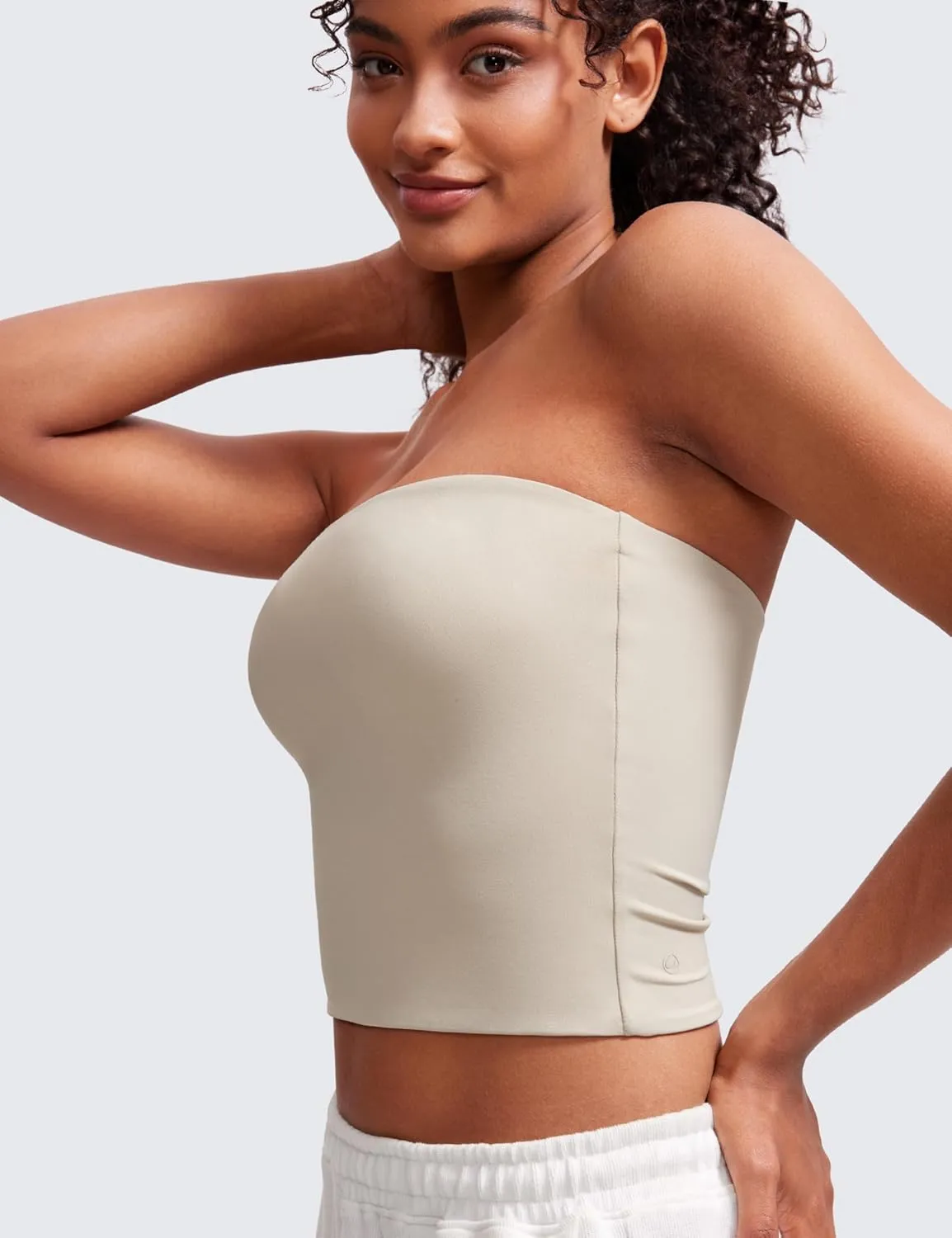 CRZ YOGA Butterluxe Double Lined Tube Tops for Women Going Out Crop Sleeveless Tank Bandeau Strapless Casual Shirts