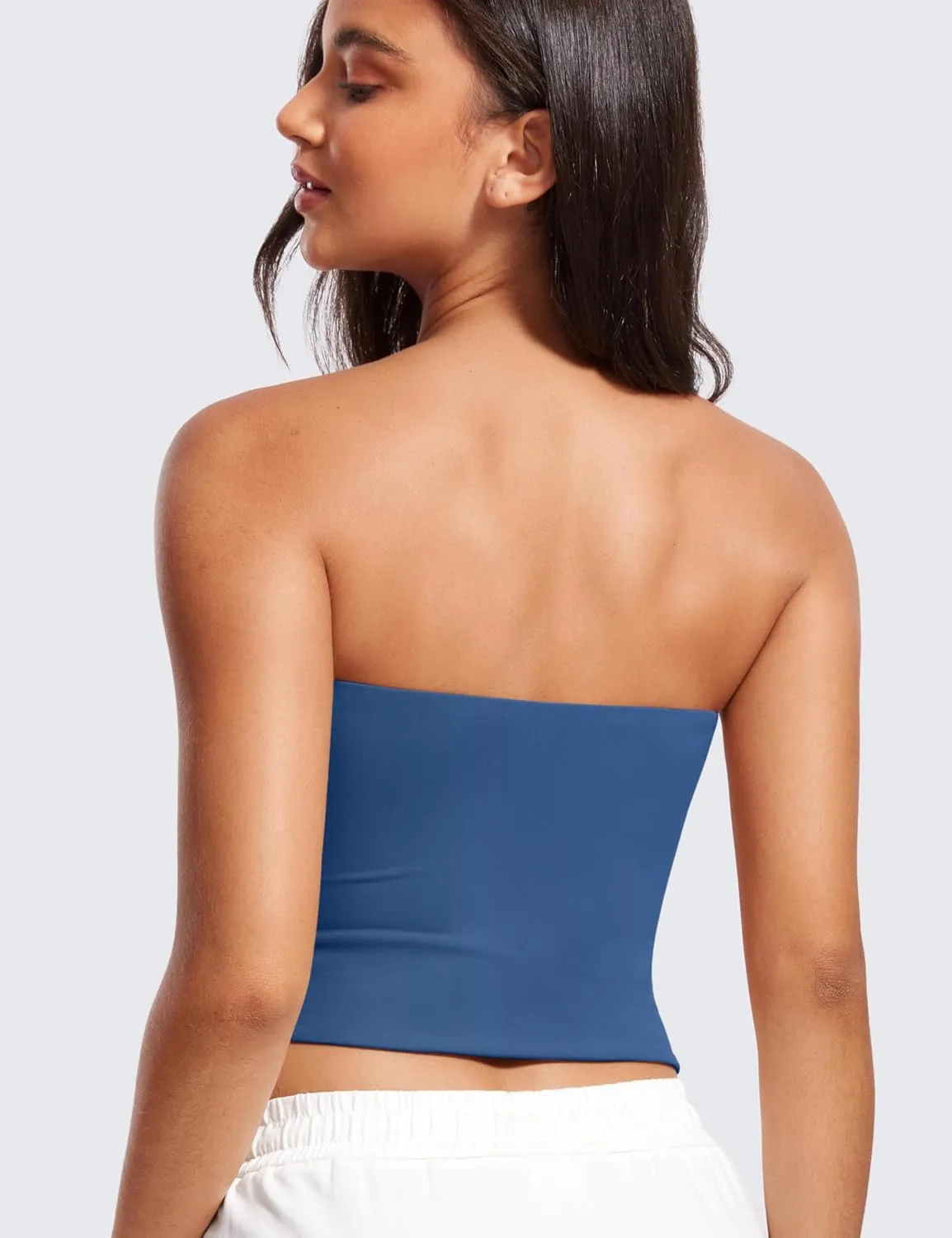 CRZ YOGA Butterluxe Double Lined Tube Tops for Women Going Out Crop Sleeveless Tank Bandeau Strapless Casual Shirts