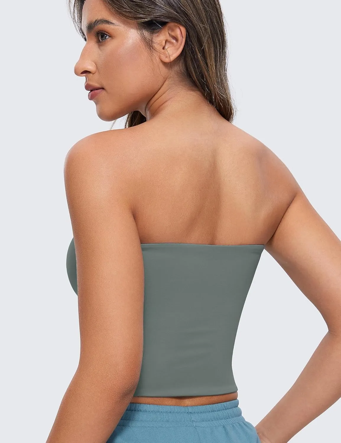CRZ YOGA Butterluxe Double Lined Tube Tops for Women Going Out Crop Sleeveless Tank Bandeau Strapless Casual Shirts