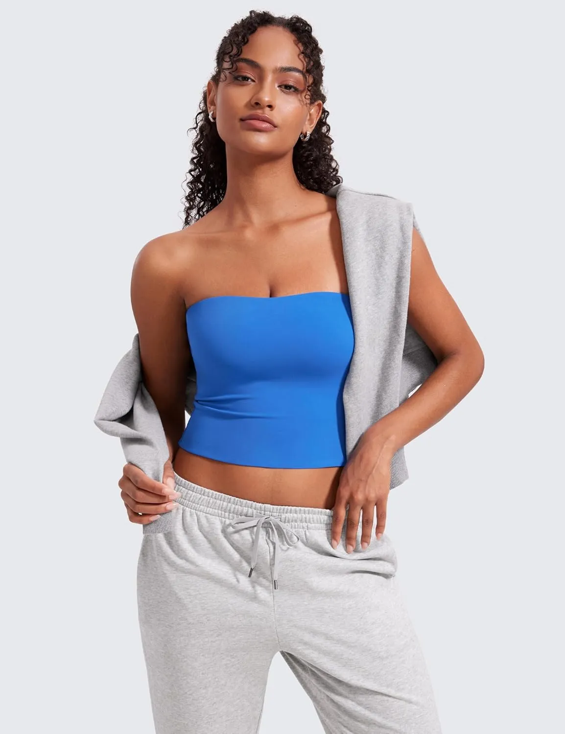 CRZ YOGA Butterluxe Double Lined Tube Tops for Women Going Out Crop Sleeveless Tank Bandeau Strapless Casual Shirts