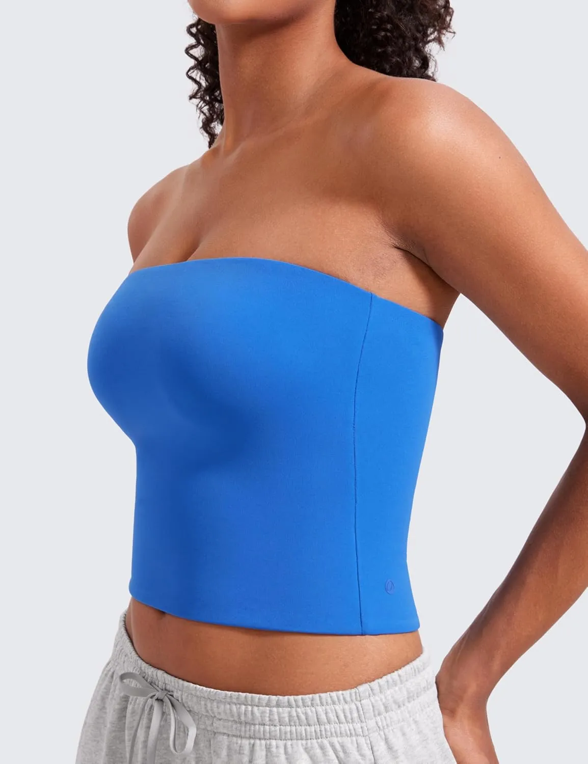 CRZ YOGA Butterluxe Double Lined Tube Tops for Women Going Out Crop Sleeveless Tank Bandeau Strapless Casual Shirts