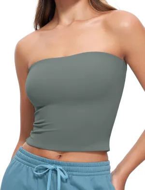 CRZ YOGA Butterluxe Double Lined Tube Tops for Women Going Out Crop Sleeveless Tank Bandeau Strapless Casual Shirts